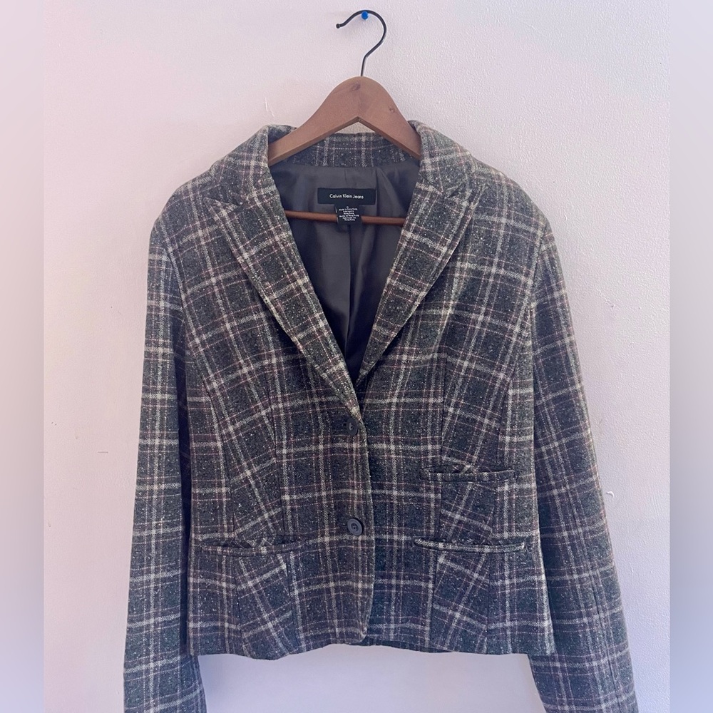 Calvin Klein Women’s Gray Plaid Blazer